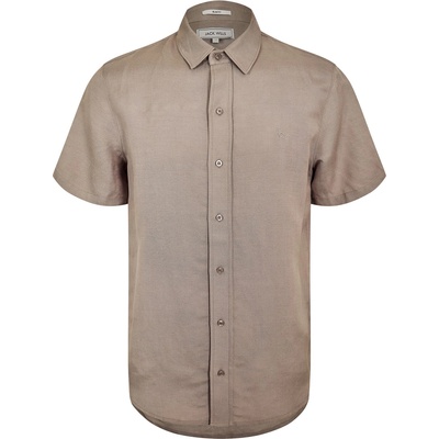 Jack Wills Риза Jack Wills Men's Short Sleeve Plain Shirt - Khaki/Grey