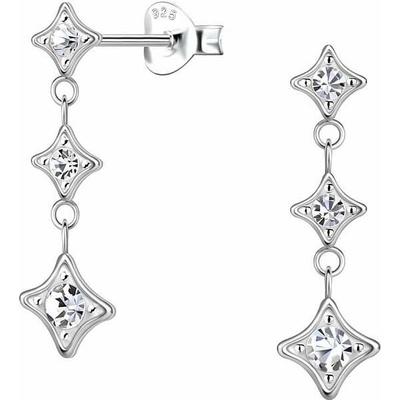 Nefertitis 33587 Stříbrné visací náušnice 26 mm WHITE CRYSTAL NF59528 2,6 cm, 0,84 g