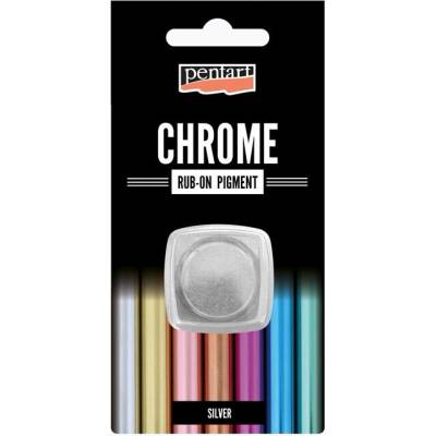 Rub-on chromový prášek Pentart 0.5 g - strieborná