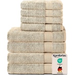Komfortec set of 8 towels, 4 bath towels 70x140 cm & 4 hand towels 50x100 cm, 100% cotton terry cloth, fluffy and absorbent, sand/beige - 4er-50x100-und-4er-70x140-beige-amz (4er-50x100-und-4er-70x140-beige-amz