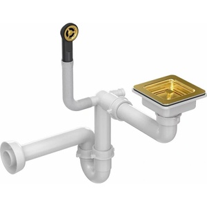 Quadron Сифон за оттичане Quadron Unique с квадратна форма и златно покритие за гранитни мивки с 1 корито (M1SSGS5) Мивка за вграждане