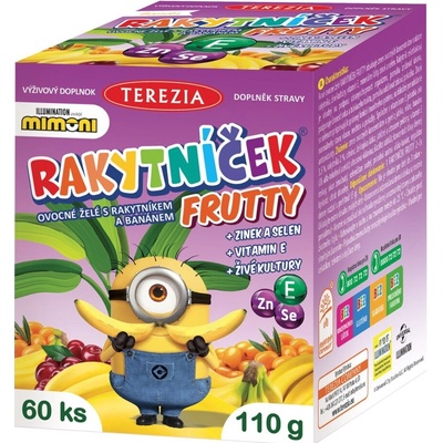 Rakytníček Frutty ovocné želé s rakytníkem a banánem Mimoni 60 bonbónů