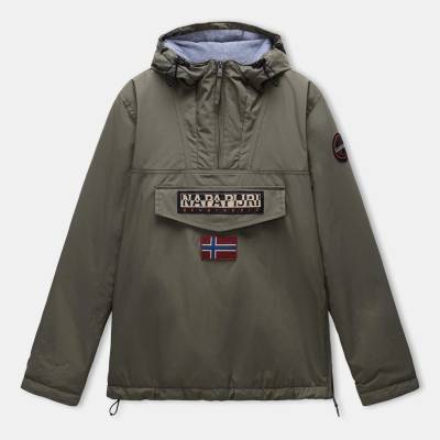 Napapijri Men's Rainforest Water Resistant Hooded Long Sleeve Rain Anorak - Tea Leaf