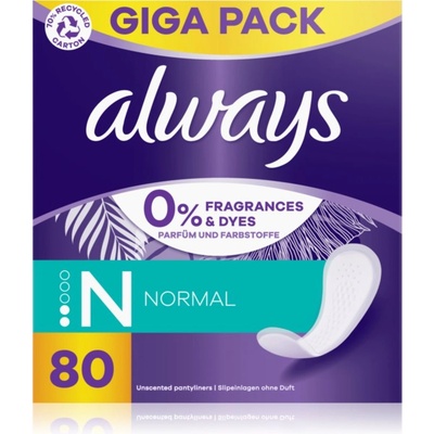 Always Daily Fresh Normal дамски превръзки без парфюм 80 бр