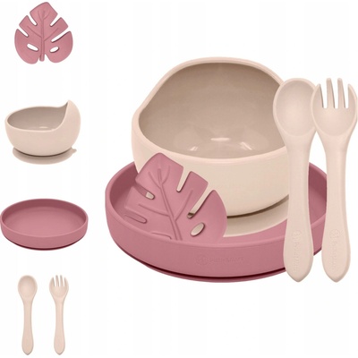 PETITE&MARS Set jídelní silikonový TAKE&MATCH 6m+ Desert Sand Dusty Rose 4 ks