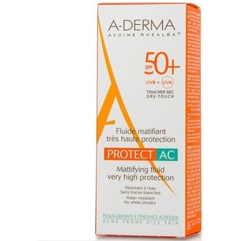 A-DERMA Слънцезащитен крем за мазна кожа с акне , Sunscreen Cream Face, A-Derma Mattifying Fluid Protect AC, SPF50 40 ml