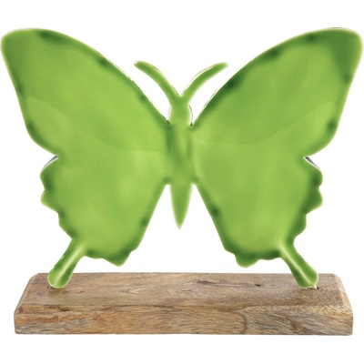 Textilomanie Kovová dekorácia motýľ BUTTERFLY 20 cm zelená