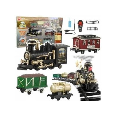 LeanToys Electric Train Classic RC Train Lights Sounds Smoke 206 cm 24 el