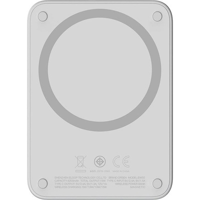 Eloop EW50 15W Magsafe 4200mAh světle šedá