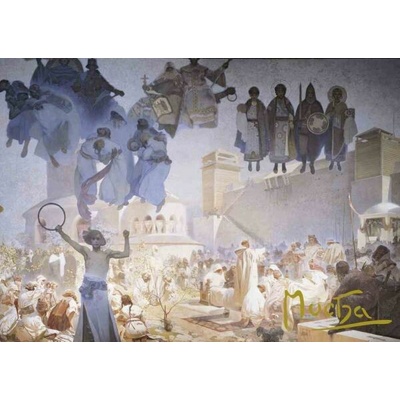 Pohled Alfons Mucha Slovanská epopej – Zavedení slovanské liturgie, krátký