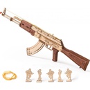 Robotime Rokr Drevené mechanické 3D puzzle AK-47 Rifle 315 ks