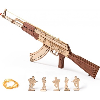 Robotime Rokr Drevené mechanické 3D puzzle AK-47 Rifle 315 ks