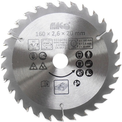 MAGG pilový kotouč vidiový 160mm 30 zubů otvor 20mm