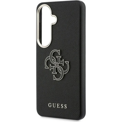 CG Mobile Samsung S26 GUESS GRAINED BIG 4G METAL LOGO силиконов протектор за телефон, удароустойчив, заден капак с кожен ефект, ЧЕРЕН (GUHCS26S5PS4RGGK)