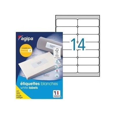 Etikety univerzálne 99,1x38,1mm Agipa A4 100 hárkov