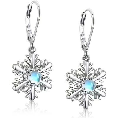 Elanis Jewel Dámské třpytivé náušnice Brillance Vločka s měsíčním kamenem EJ00803