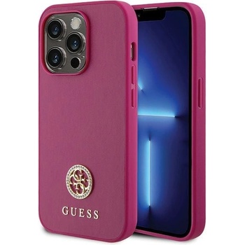 GUESS Кейс Guess GUHCP15LPS4DGPP за iPhone 15 Pro 6.1"", розов / розов, твърд, Strass Metal Logo (KXG0075608)