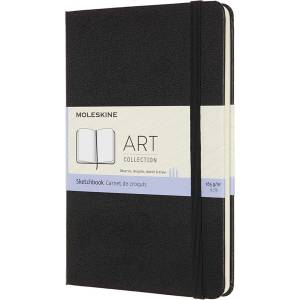 Moleskine Тефтер с твърди корици Art Sketchbook - Черен, бели листове (ARTQP054)