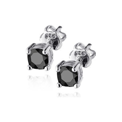 Nubis stříbrné náušnice s černými zirkony NB-3759-K