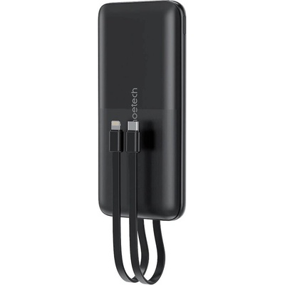 Choetech Външна батерия с вградени USB-C и Lightning кабели и USB-C, USB-A портове и технология за бързо зареждане - Choetech Fast Charging Power Bank With Buil-in Cables 22.5W 10000 mAh (черен) (B654)