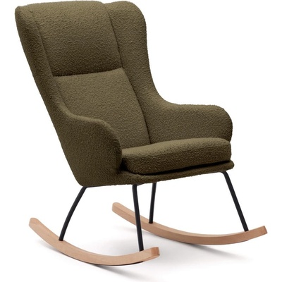 Kave Home Maustin kreslo z textílie bouclé zelené