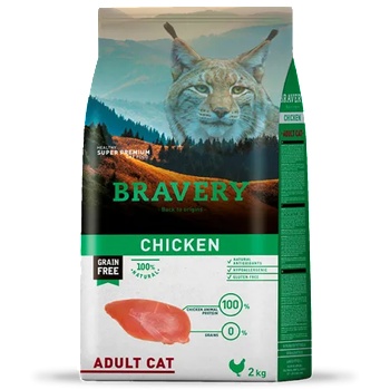 Image 1 of Bravery chicken cat adult, натурална, хипоалергенна храна, БЕЗ ЗЪРНО за пораснали котки от всички породи над 1 година, с пилешко месо, Испания - 2 кг