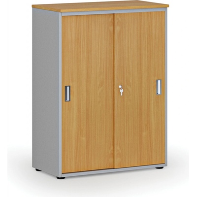 Primo Kancelárska skriňa so zasúvacími dverami GRAY, 1087 x 800 x 420 mm, sivá/buk