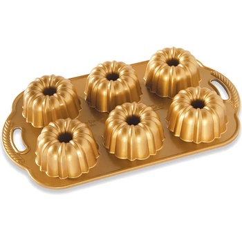 Nordic Ware Форма за кекс ANNIVERSARY BUNDLETTE BUNDT, за 6 кексчета, златиста, Nordic Ware (NW86277)