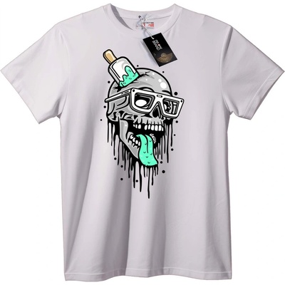NOONEBRAND Тениска "Skull 3D Сладолед" - 2XL, White
