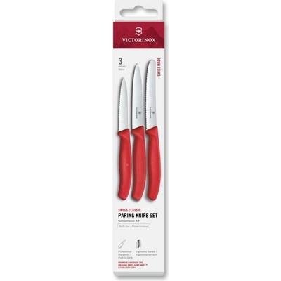 VICTORINOX Swiss Classic paring knife set 3 ks straight/wavy red box