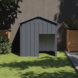 vidaXL Кучешка къща с покрив, антрацит, 117x103x123 см, стомана (172349)