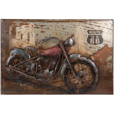 Kovový nástěnný 3D obraz s motorkou Route 66 - 60*4*40 cm - Clayre & Eef
