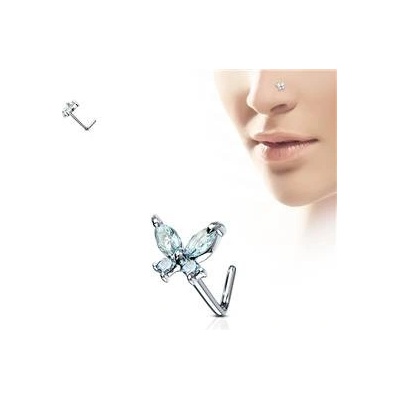 Šperky4U zahnutý piercing do nosu motýlek N0082-Q – Zboží Dáma