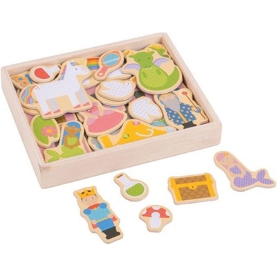 Bigjigs Toys drevené magnetky 35 ks Fantasy