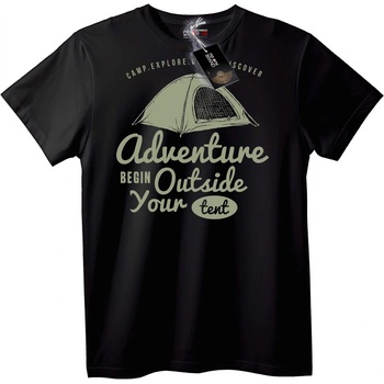 NOONEBRAND Тениска Приключението Започва Извън Палатката - 5XL, Black