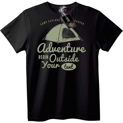 NOONEBRAND Тениска Приключението Започва Извън Палатката - 5XL, Black
