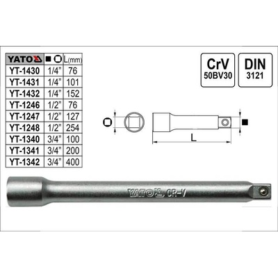 Yato Prodlužovací přípravek 102 mm, 1/4" YT 1431