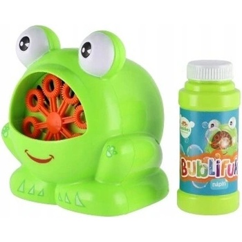 Teddies Bublifuk stroj žába plast 11x13cm na baterie a náplň 2 barvy