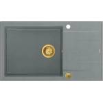 Quadron Unique Evan 136 XL вградена композитна мивка сиво-златна 86x50 см (HCQE58650U5_PVDG1_P2O) Мивка за вграждане