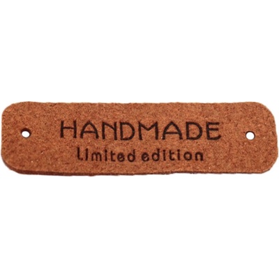 Pro Háčkování Koženková cedulka Hand Made - Limited edition - 15x55 mm rezavá