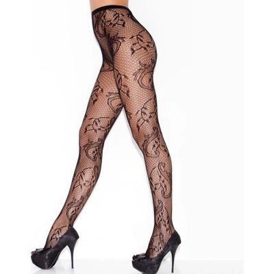Dámské punčochy Black Sheer Floral Pantyhose – Zboží Mobilmania