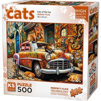 KS Games Пъзел KS Games от 500 части - Котки върху кола (20073)