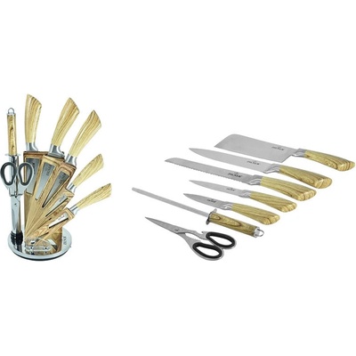 ZILNER Комплект ножове с поставка zilner zl 5122, 8 части, Точило, Ножици, Неръждаема стомана, Дървена дръжка, (18387) (1631870005)