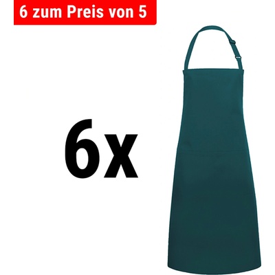 G.Gastro 6 Kusů Karlowsky Zástěra s laclem a kapsou Basic piniově zelená D9785891