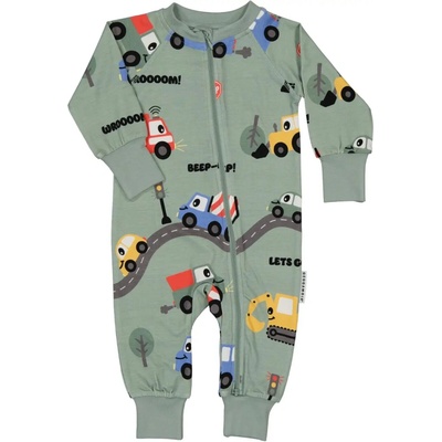 Bambusové dětské rostoucí pyžamo (overal) Geggamoja Green tractor