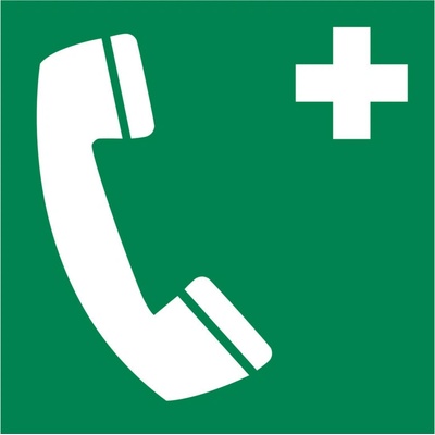 Značka Tiesňový telefón, ISO 7010, plast, luminiscenčná, 150 x 150 mm, 10 ks