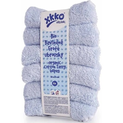 XKKO Комплект хавлиени кърпи от памук Xkko - Baby Blue, 21 х 21 cm, 6 броя (8594161576709)