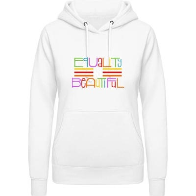 AWDis Hoodie mikina Nápis Rovnosť je krásna arktická biela