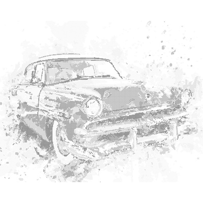 ZUTY Bodkovanie - ČERVENÉ MAĽOVANÉ AUTO Rámovanie: bez rámu a bez vypnutia plátna, Rozmer: 40x50 cm