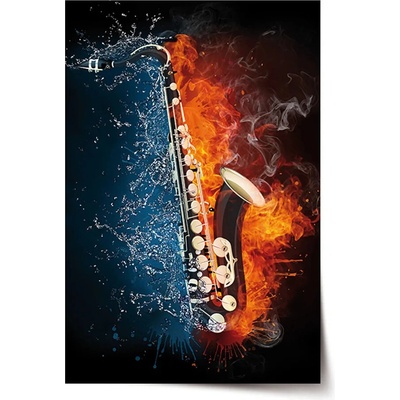 Sablio Plagát Ohnivý saxofón - 90x60 cm